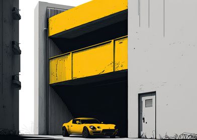 Yellow car AI Art