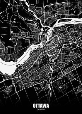 Ottawa Canada Dark Map