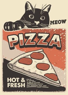 Meow Cat and pizza