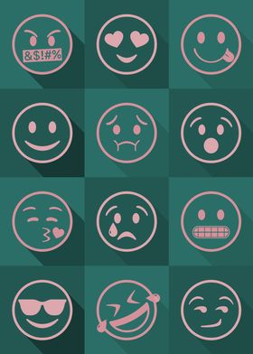 Emoji Expressions Teal