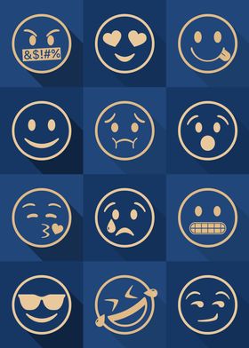 Emoji Expressions Blue