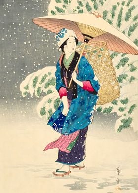 Ukiyo e Spring Snow