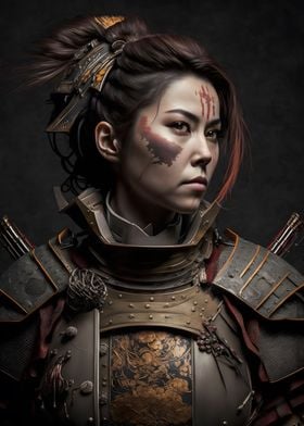 'Female Samurai Warrior' Poster By CanvasPixelDreams | Displate