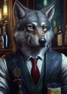 Wolf Barkeeper Suit Animal