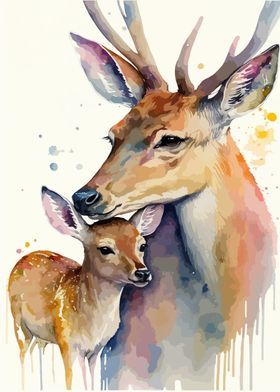 Deer Mother And Deer Baby