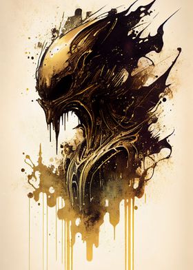 Alien coffee wash painting