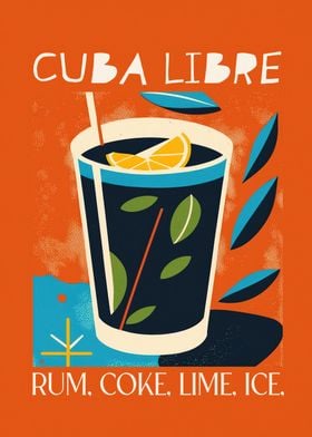 Cuba Libre Cocktail Poster