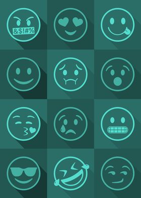 Emoji Expressions Teal