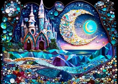 Psychedelic Moonlit Castle