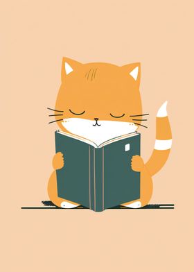 Cat reading a book