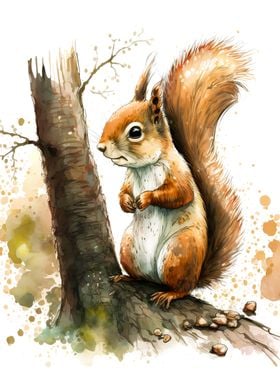 Squirrel Watercolour 