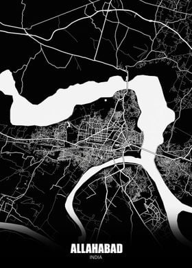 Allahabad India Dark Map