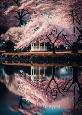 Cherry Blossom by the Pond