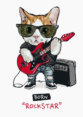 Cute cat rock star