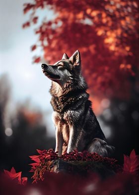 Wolf in autumn forest