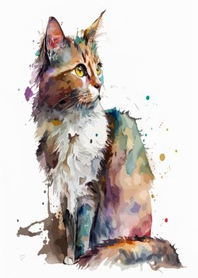 Cat Watercolor Art