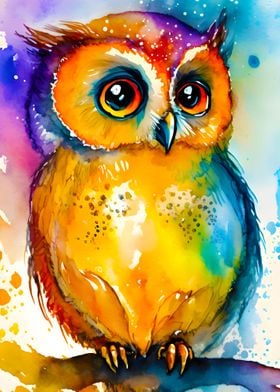 Owl Color Cute Watercolor