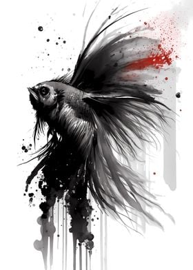 Angel Fish Ink Painting