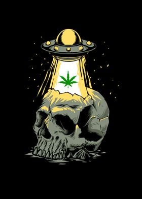 ufo smokes weed on skull