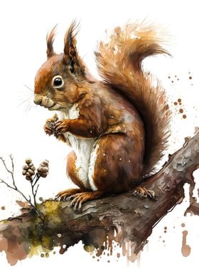 Squirrel Watercolour 