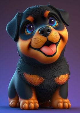 Rottweiler Kawaii Cartoon 