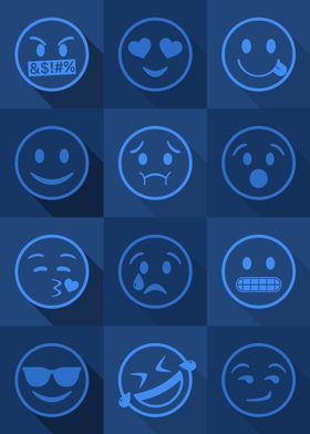 Emoji Expressions Blue