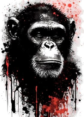 Chimpanzee Ink Painting