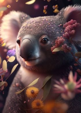 Floral Flowers Koala