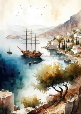 Greek coast with Ships