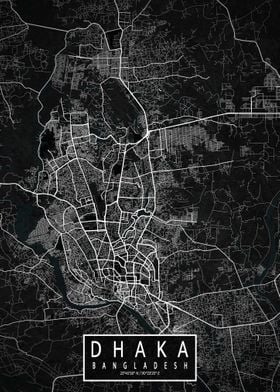 Dhaka City Map Dark