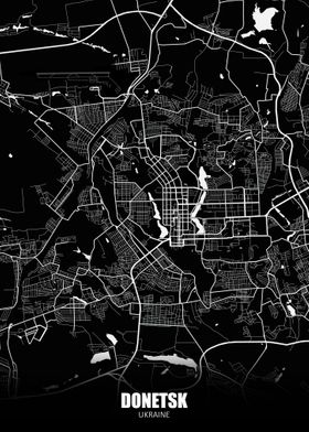 Donetsk Ukraine Dark Map