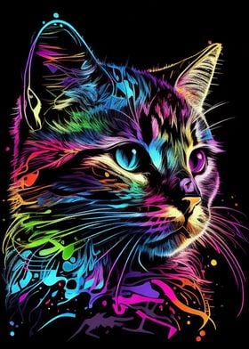 Colorful Cat Cute Feline