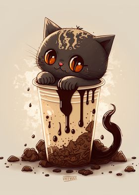 cat drinking coffee