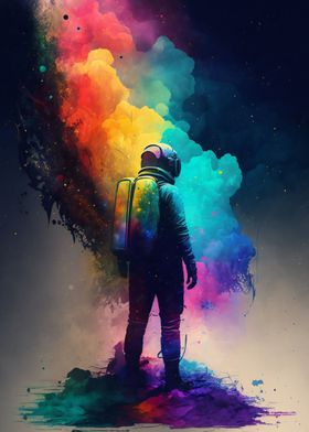 Explorer and rainbow smoke