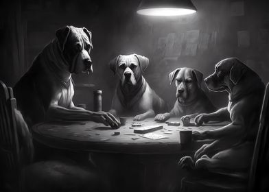 The dog pack playing poker