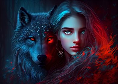 Wolf and woman