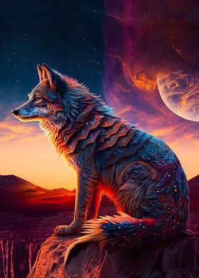 wolf sunset