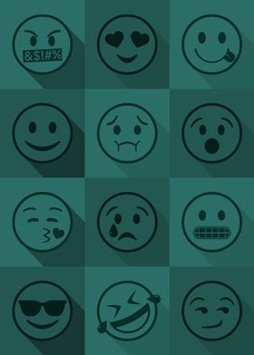 Emoji Expressions Teal