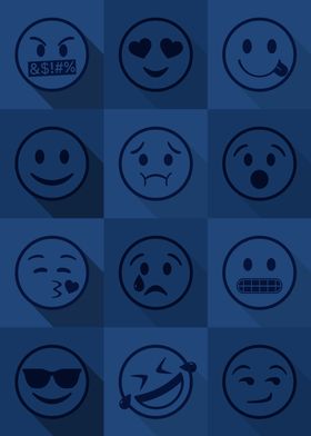 Emoji Expressions Blue