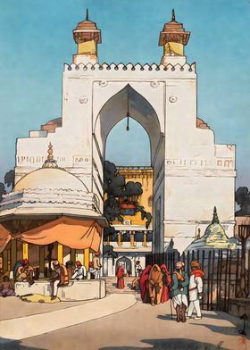 Ukiyo e High Gate In Ajmer