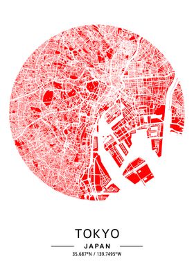 Tokyo in red circle 