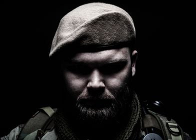 Bearded military in beret