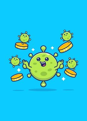 Cute Virus With Coin Money