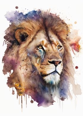 Lion watercolor 