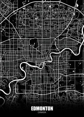 Edmonton Canada Dark Map