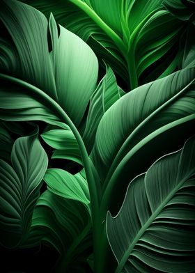 Abstract Green Leaves