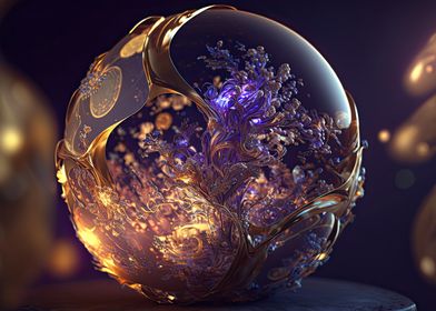 Surreal Gold Ball AI Art