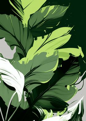 Abstract Green Leaves