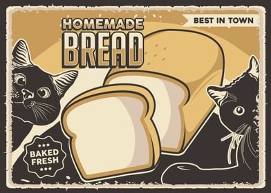 Homemade bread and cats