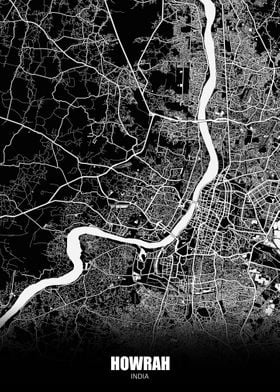 Howrah India Dark Map